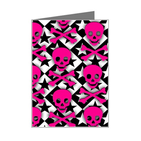 Pink Skulls & Stars Mini Greeting Card from ArtsNow.com Left