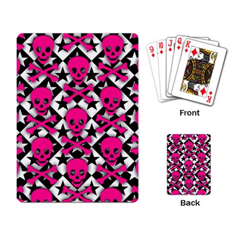 Pink Skulls & Stars Playing Cards Single Design (Rectangle) from ArtsNow.com Back