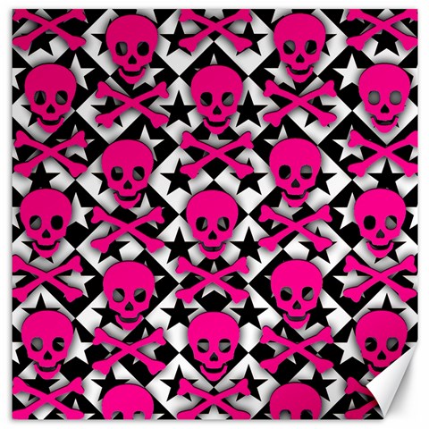 Pink Skulls & Stars Canvas 12  x 12  from ArtsNow.com 11.4 x11.56  Canvas - 1