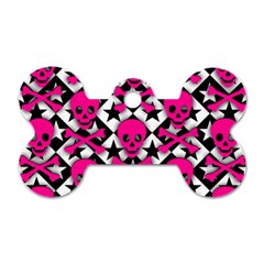 Pink Skulls & Stars Dog Tag Bone (Two Sides) from ArtsNow.com Front