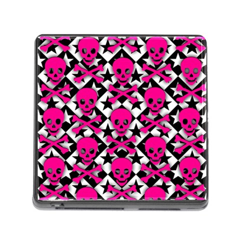 Pink Skulls & Stars Memory Card Reader (Square 5 Slot) from ArtsNow.com Front