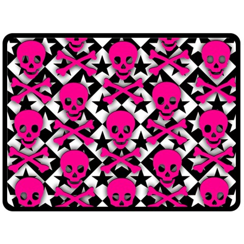 Pink Skulls & Stars Fleece Blanket (Large) from ArtsNow.com 80 x60  Blanket Front