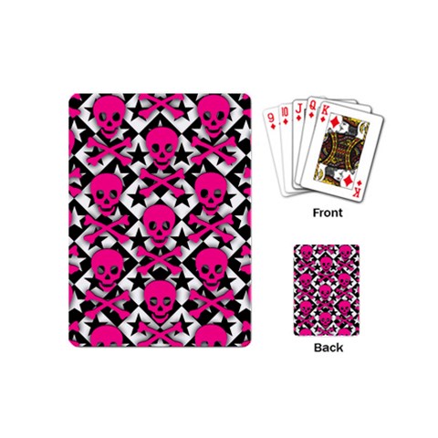 Pink Skulls & Stars Playing Cards Single Design (Mini) from ArtsNow.com Back