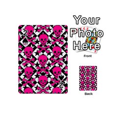 Pink Skulls & Stars Playing Cards 54 Designs (Mini) from ArtsNow.com Front - Spade2