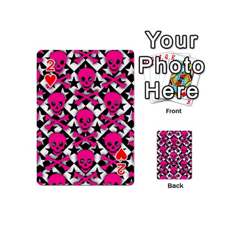 Pink Skulls & Stars Playing Cards 54 Designs (Mini) from ArtsNow.com Front - Heart2