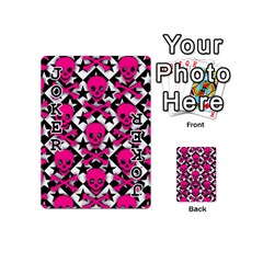 Pink Skulls & Stars Playing Cards 54 Designs (Mini) from ArtsNow.com Front - Joker1