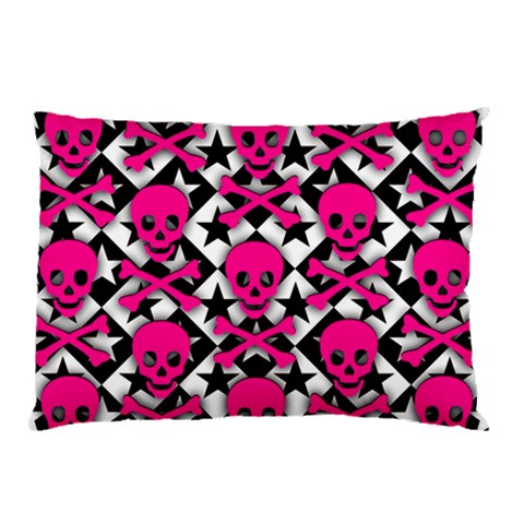 Pink Skulls & Stars Pillow Case (Two Sides) from ArtsNow.com Front