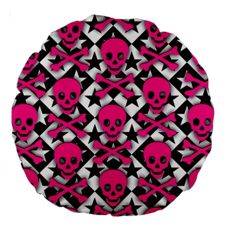 Pink Skulls & Stars Large 18  Premium Round Cushion  from ArtsNow.com Back