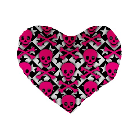 Pink Skulls & Stars Standard 16  Premium Heart Shape Cushion  from ArtsNow.com Front