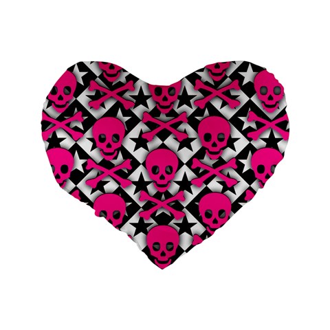 Pink Skulls & Stars Standard 16  Premium Heart Shape Cushion  from ArtsNow.com Back