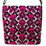 Pink Skulls & Stars Flap Closure Messenger Bag (S)