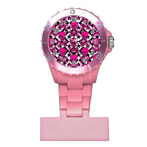 Pink Skulls & Stars Plastic Nurses Watch from ArtsNow.com Front