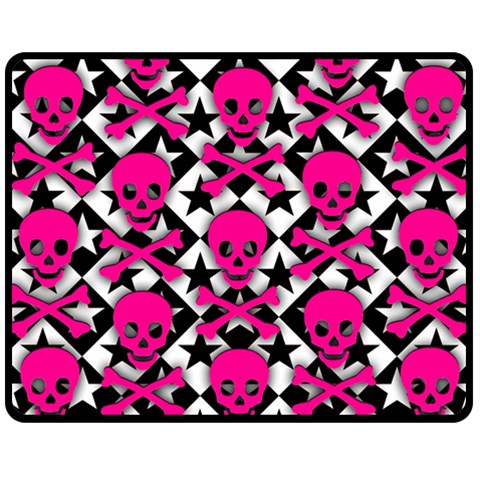 Pink Skulls & Stars Double Sided Fleece Blanket (Medium) from ArtsNow.com 58.8 x47.4  Blanket Back