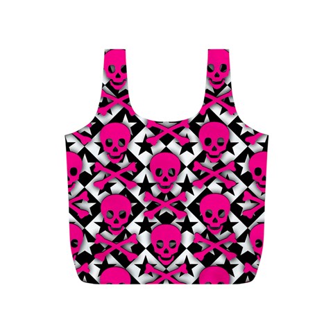 Pink Skulls & Stars Full Print Recycle Bag (S) from ArtsNow.com Front