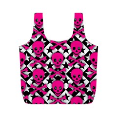 Pink Skulls & Stars Full Print Recycle Bag (M) from ArtsNow.com Front