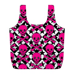 Pink Skulls & Stars Full Print Recycle Bag (L) from ArtsNow.com Front