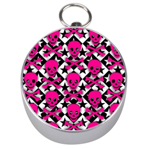 Pink Skulls & Stars Silver Compass from ArtsNow.com Front