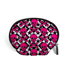 Pink Skulls & Stars Accessory Pouch (Small) from ArtsNow.com Front