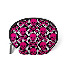 Pink Skulls & Stars Accessory Pouch (Small) from ArtsNow.com Back