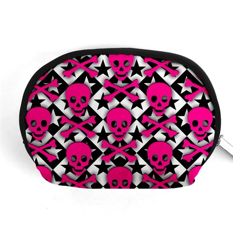 Pink Skulls & Stars Accessory Pouch (Medium) from ArtsNow.com Front