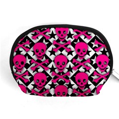 Pink Skulls & Stars Accessory Pouch (Medium) from ArtsNow.com Front