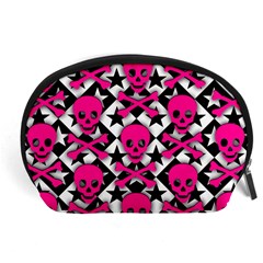 Pink Skulls & Stars Accessory Pouch (Large) from ArtsNow.com Front