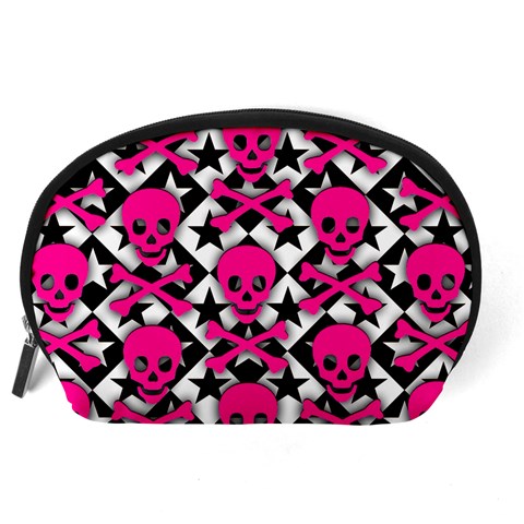 Pink Skulls & Stars Accessory Pouch (Large) from ArtsNow.com Back