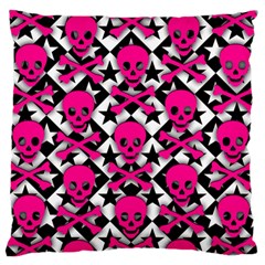 Pink Skulls & Stars Large Flano Cushion Case (Two Sides) from ArtsNow.com Front