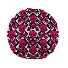 Pink Skulls & Stars Standard 15  Premium Flano Round Cushion  from ArtsNow.com Front