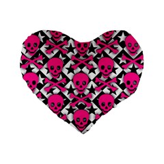 Pink Skulls & Stars Standard 16  Premium Flano Heart Shape Cushion  from ArtsNow.com Front