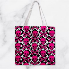 Pink Skulls & Stars Zipper Grocery Tote Bag from ArtsNow.com Front