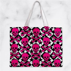 Pink Skulls & Stars Zipper Mini Tote Bag from ArtsNow.com Front