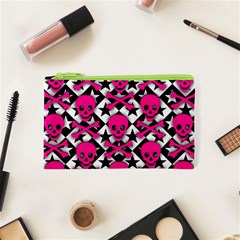 Pink Skulls & Stars Cosmetic Bag (XS) from ArtsNow.com Front