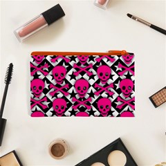 Pink Skulls & Stars Cosmetic Bag (XS) from ArtsNow.com Back