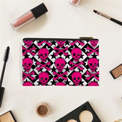 Pink Skulls & Stars Cosmetic Bag (XS) from ArtsNow.com Back