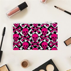 Pink Skulls & Stars Cosmetic Bag (XS) from ArtsNow.com Back