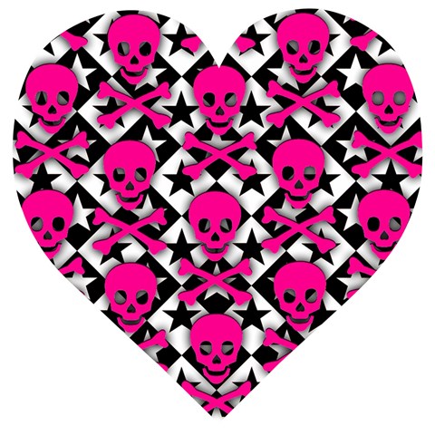 Pink Skulls & Stars Wooden Puzzle Heart from ArtsNow.com Front