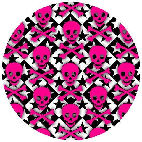 Pink Skulls & Stars Wooden Puzzle Round from ArtsNow.com Front