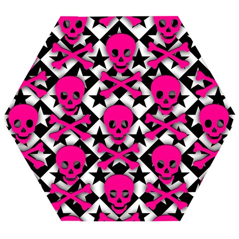 Pink Skulls & Stars Wooden Puzzle Hexagon from ArtsNow.com Front