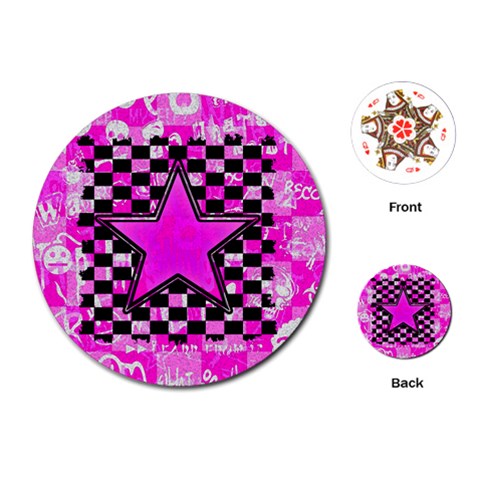 Pink Star Playing Cards Single Design (Round) from ArtsNow.com Front