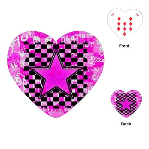 Pink Star Playing Cards Single Design (Heart) from ArtsNow.com Front