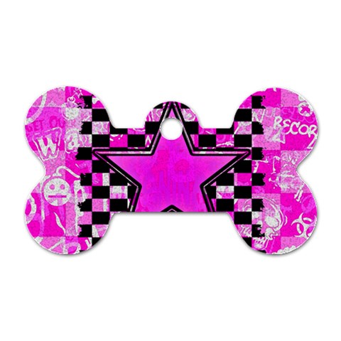 Pink Star Dog Tag Bone (One Side) from ArtsNow.com Front