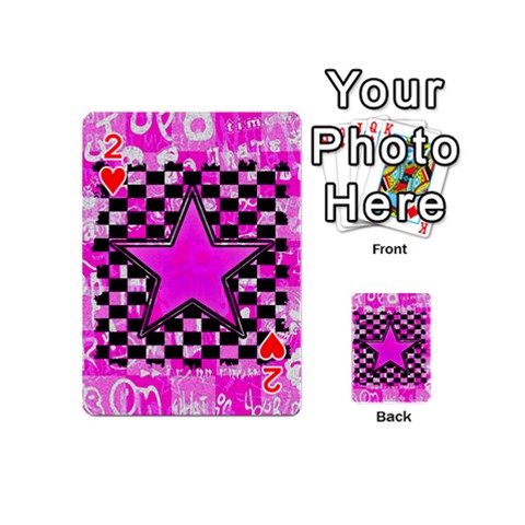 Pink Star Playing Cards 54 Designs (Mini) from ArtsNow.com Front - Heart2