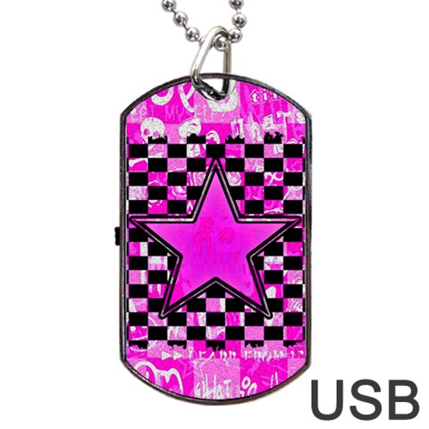 Pink Star Dog Tag USB Flash (One Side) from ArtsNow.com Front