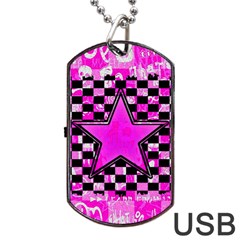 Pink Star Dog Tag USB Flash (Two Sides) from ArtsNow.com Front