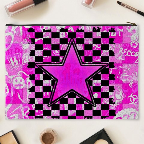 Pink Star Cosmetic Bag (XXXL) from ArtsNow.com Back