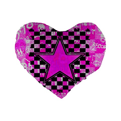 Pink Star Standard 16  Premium Heart Shape Cushion  from ArtsNow.com Front