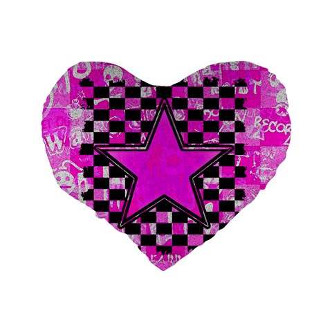 Pink Star Standard 16  Premium Heart Shape Cushion  from ArtsNow.com Back