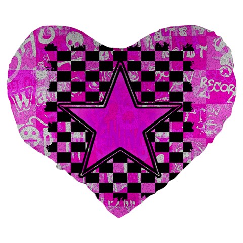 Pink Star Large 19  Premium Heart Shape Cushion from ArtsNow.com Back