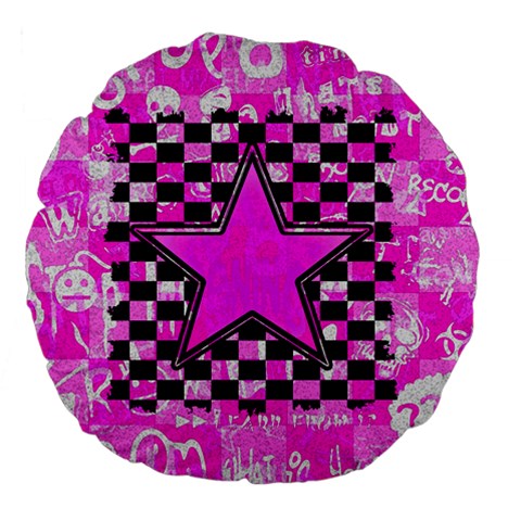 Pink Star Large 18  Premium Flano Round Cushion  from ArtsNow.com Front